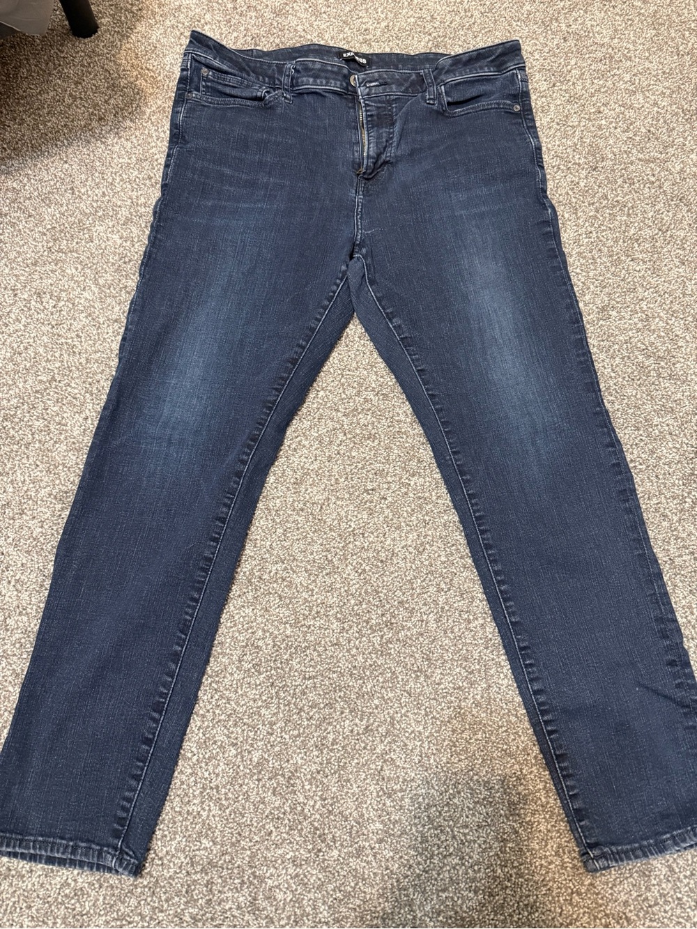 Express Men's Slim Straight Jeans in Dark Blue Wash